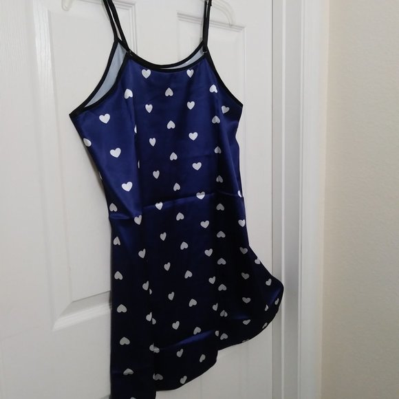 Navy Blue White Hearts Night Gown XL Size 12 in USA - Picture 9 of 16